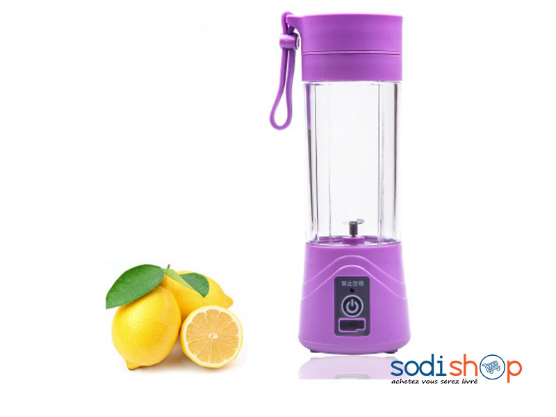 Mixeur Mélangeur de Fruits Rechargeable Portable HM-03 avec Lames en Acier Inoxydable 380ml GRI00174