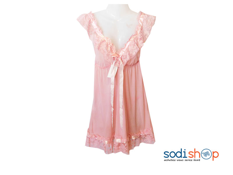 Nuisette En Dentelle Couleur Rose Poudre Bk0072 Sodishop