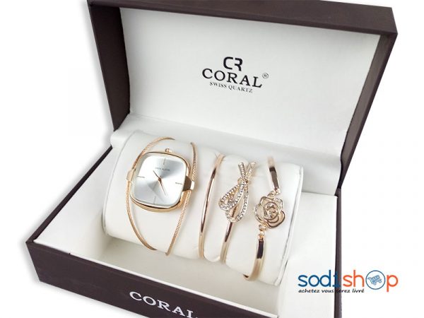 Coffret Coral Montre avec Bracelets Pour Femme - Accessoires Elégants  Couleur Bronze SODI00 - SodiShop