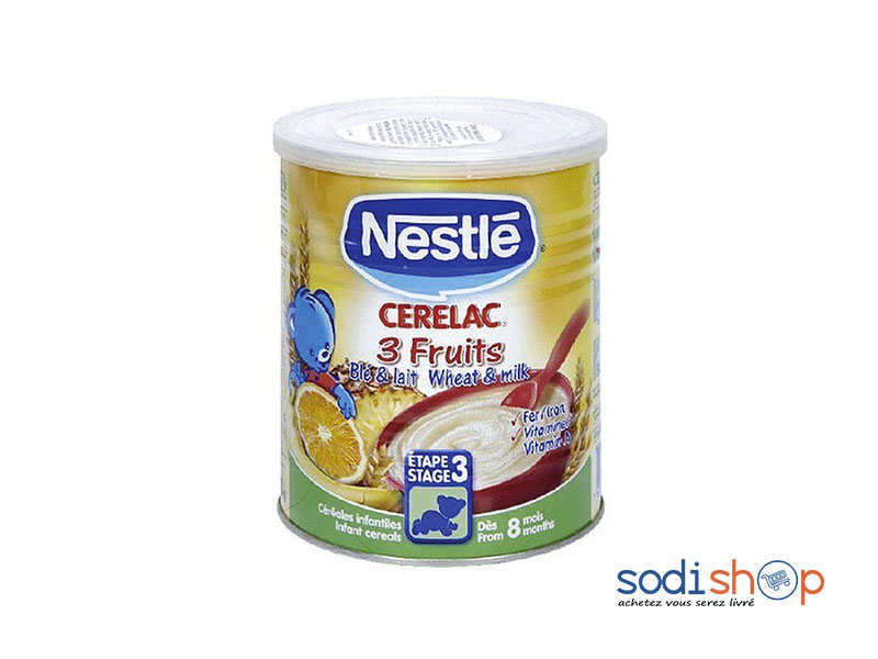 Nestle Cerelac 3 Fruits Complement Alimentaire Pour Enfant Des 8 Mois 400g Sf Sodishop Nestle Cerelac 3 Fruits Complement Alimentaire Pour Enfant Des 8 Mois 400g Sf Sodishop
