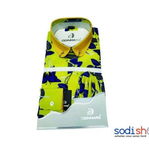 188 Sodishop Mali Achat Vente OdinMars Chemise Motif Papillon - Couleur Jaune et Bleu Pour Homme BJ00100