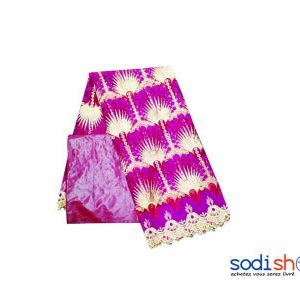 Brodé Dipure + Bazin Getzner Tissu en Coton - Couleur Rouge 3 et 1 Mètres DD00132 Sodishop Mali Achat Vente
