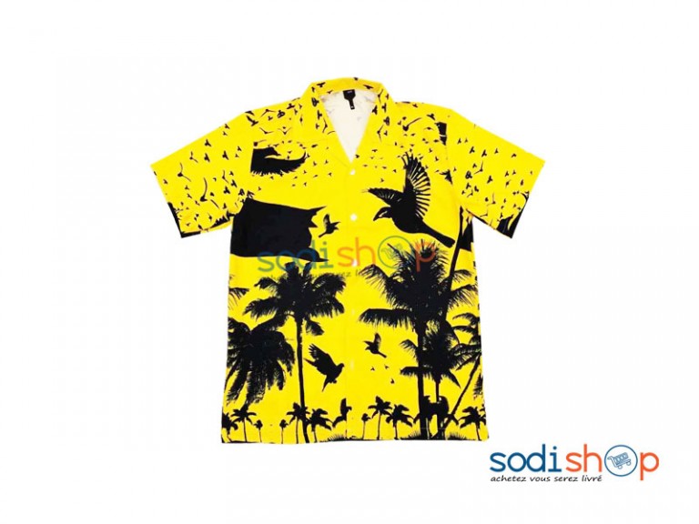 chemise hawaienne jaune en