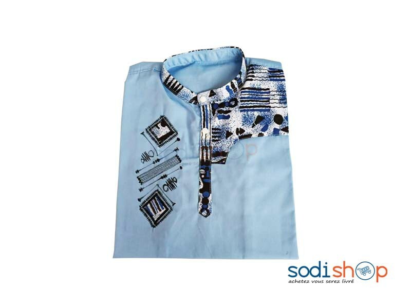 Chemise Homme En Tissu Pagne Pour Homme Couleur Bleu Od00154 Sodishop