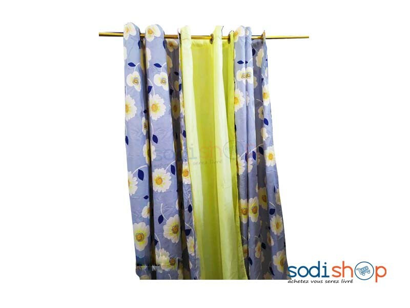Rideau Pour Interieur 3 Pieces Maison Et Bureau Couleur Violet Et Jaune 2 Metres Mks00133 Sodishop