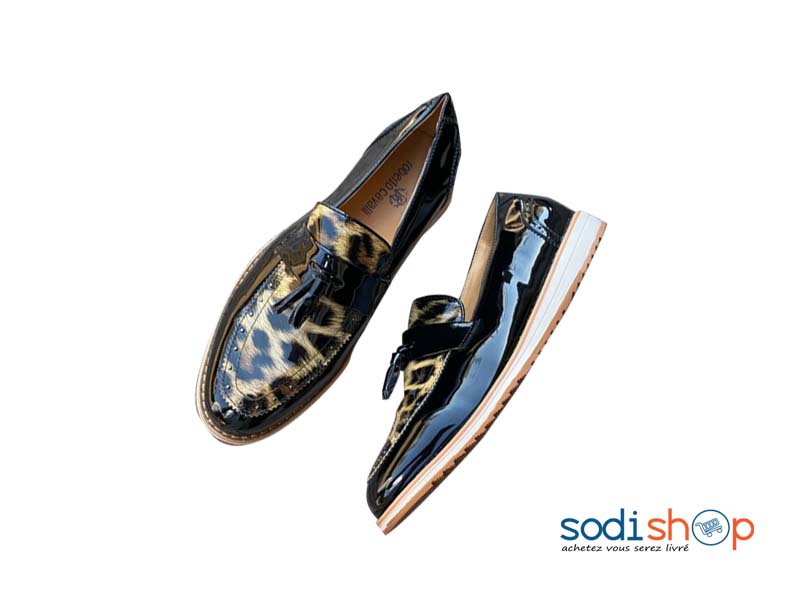 Mocassin Roberto Cavalli - Chaussures Modernes Motif Panthère Noir et Jaune  Pour Homme KO00124 - SodiShop