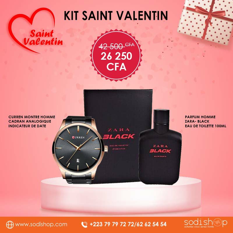 Kit Saint Valentin Montre Curren Noir Parfum Zara Black