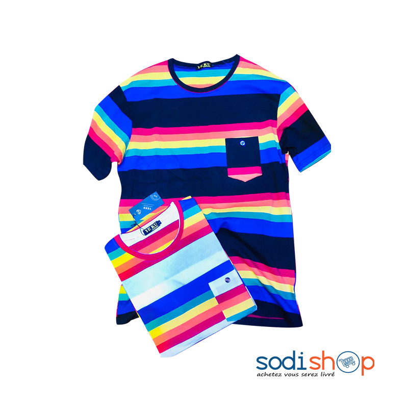 Tee shirt rayé multicolore Clearance