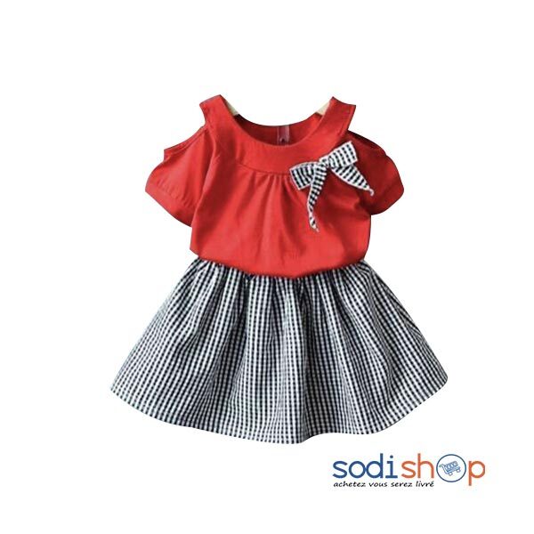 Vêtement Pour Petite Fille 1-2 ans - Chemisier avec Jupe Rouge et Noir  MG00165 - Sodishop