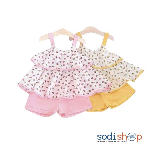 Robe avec Jupe Pour Petite Fille 1-2 ans - Vêtement Couleur Rose et Blanc  MG00165 - Sodishop