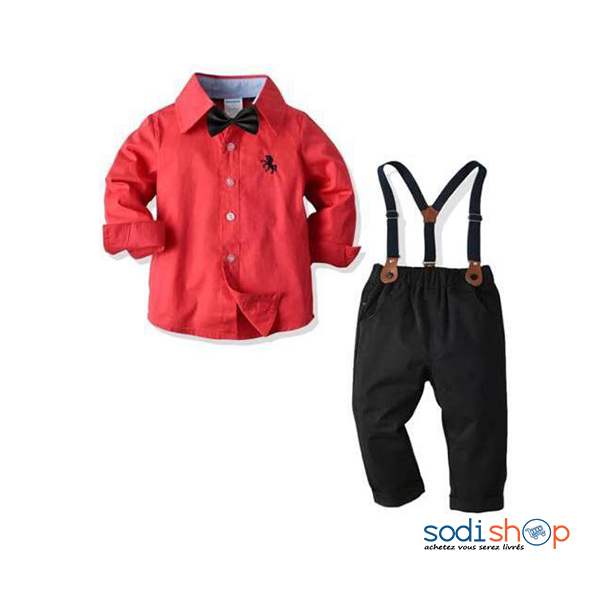 Complet Pour Garcon 2 3 ans Style Special Salopette Enfant Rouge et Noir MG00165 Sodishop Cote d Ivoire