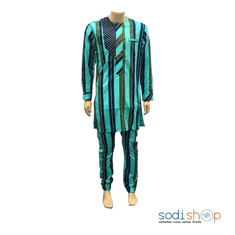 Complet Boubou - Tissu en Coton Habit Pour Homme Couleur Vert BTI00171 -  Sodishop