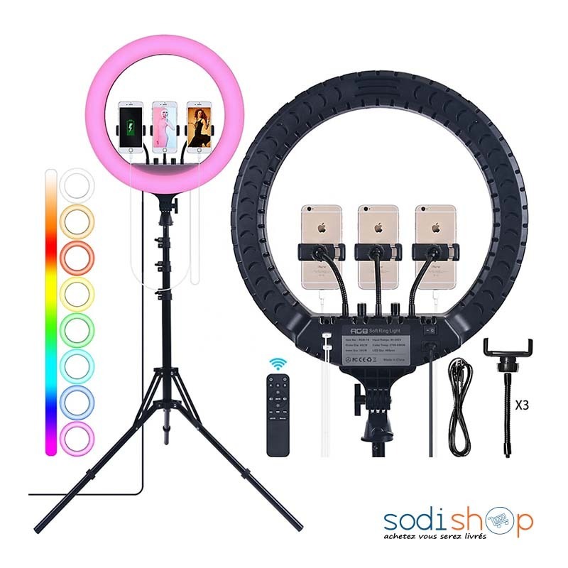 Anneau lumineux de Studio RL-18 RING LIGHT, Lampe pour Maquillage, avec  trépied, appareil Photo et vidéo, , sanpchat, tiktok - MAH00170 -  Sodishop