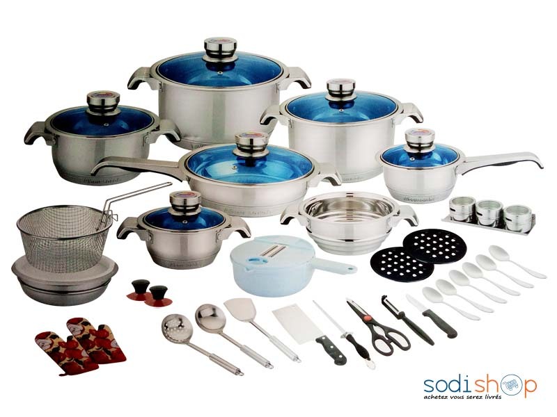 Casseroles en Inox 56 Pièces Haute Qualité - Ensemble Ustensiles de Cuisine Abou Sarah Cookware Set TRK00171