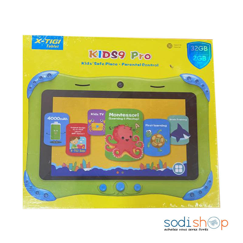 X-Tigi Tablette Éducative Enfant - Kids 9 + - 3G - 2GB Ram - 32GB Stockage  Dual Sim - 7 - MA0016 - Sodishop