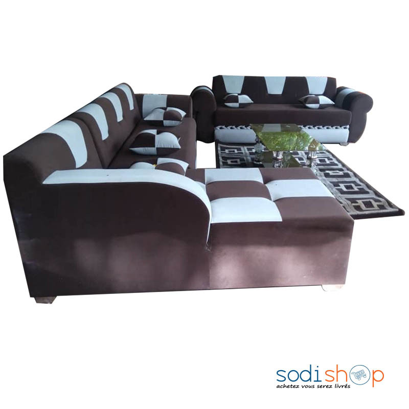 Fauteuils Marocains Salon Complet 6 Places avec Tapis Turque Table en Verre et Grande Méridienne TRQ00175