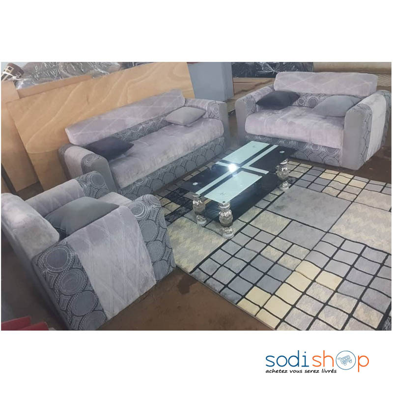 Salon Complet Conception Raffinée Fauteuils 6 Places + Tapis et Table TRQ00175