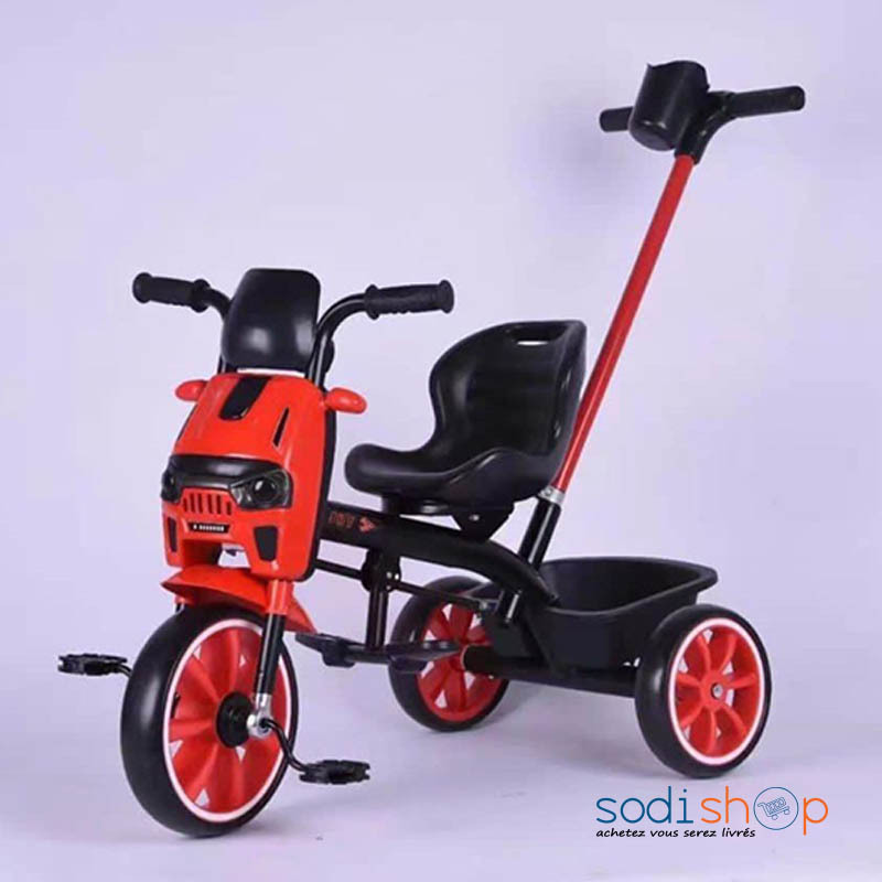 Vélo Tricycle Pour Enfant 2-6 ans - 3 Roues avec Barre à Pousser Rouge et  Noir MDD00182 - Sodishop