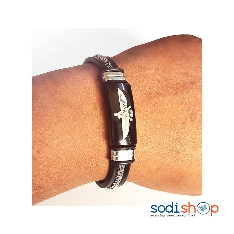 Bracelet Eclatant Pour Homme Avec Un Oiseau Imprimé- Couleur Noir - DIA00169