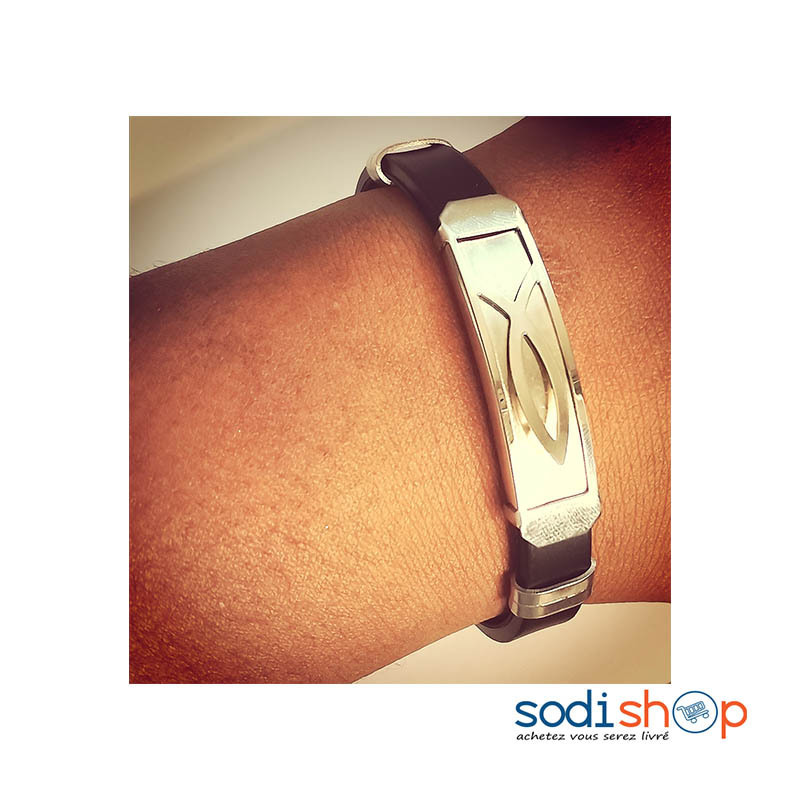 Bracelet Pour Homme Avec Une Plaque Eclatante Argentée - DIA00169