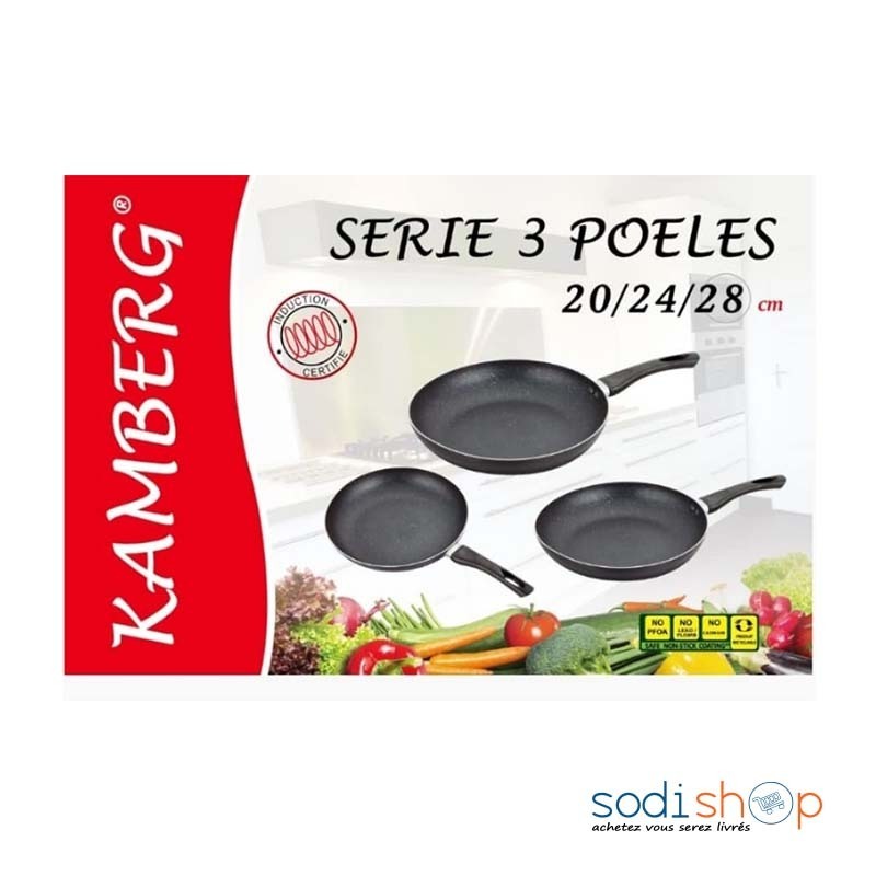 Poêles - Serie 3 - 20-24-28 Cm Fonte D'alu Kamberg - BZE00199 - Sodishop