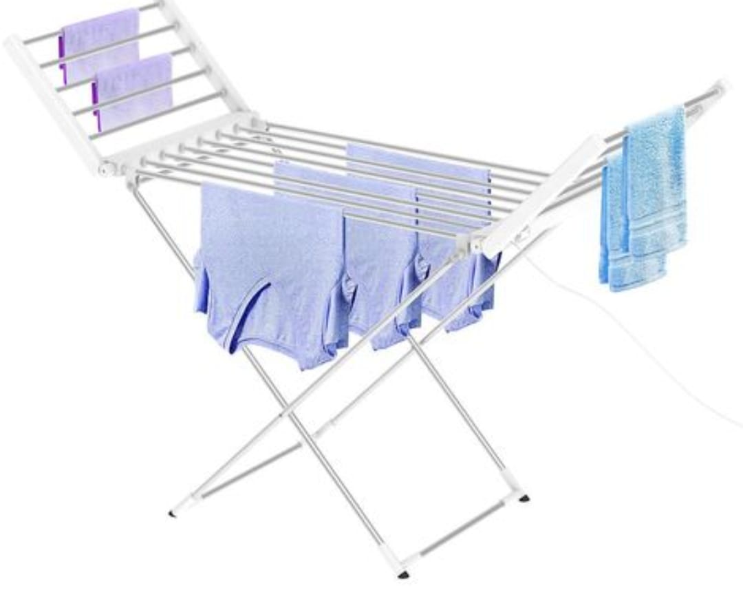 Sèche-linge étendoir à linge pliable intérieur et extérieur 3 étagères  séchoir acier blanc