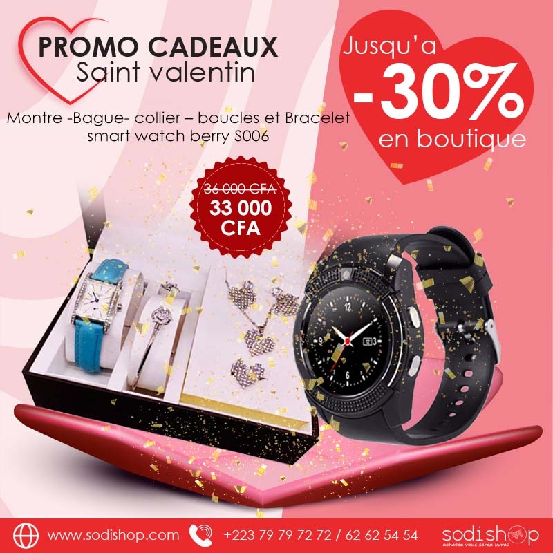Kit Saint Valentin Cadeaux Pour Elle - Coffret Montre + Bracelet de Luxe  avec Smartwatch S006 SODI00 - Sodishop Côte d'Ivoire