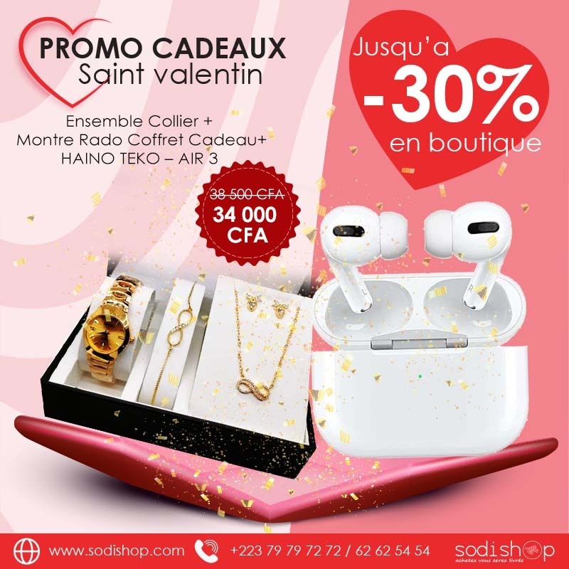 Kit Saint Valentin Cadeaux Pour Elle - Coffret Montre Rado + Ensemble  Collier de Luxe et AirPod Haino Teko 3 SODI00 - Sodishop