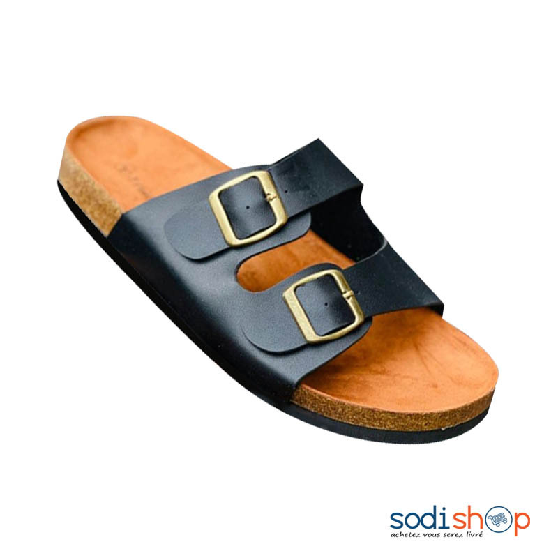 Sandale a Laniere Conception Elegante Noir et Marron SEY00201 Sodishop