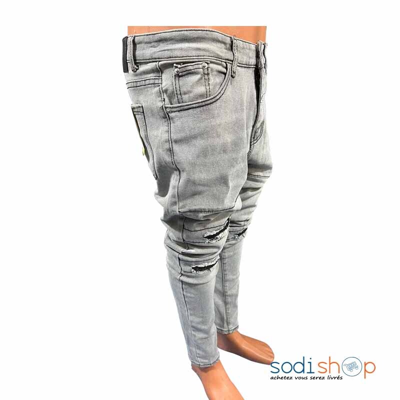 Jean Pour Homme Style Urbain Coupe Slim Couleur Blanc Sale