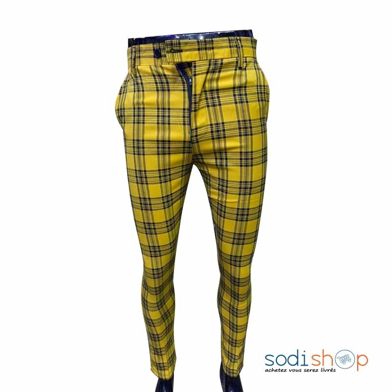 Pantalon jaune carreaux deals