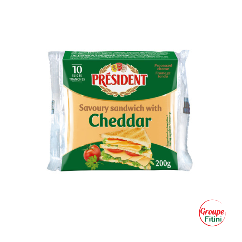 CHEDDAR TRANCHES SANDWICH 200G PRESIDENT - FTM00228