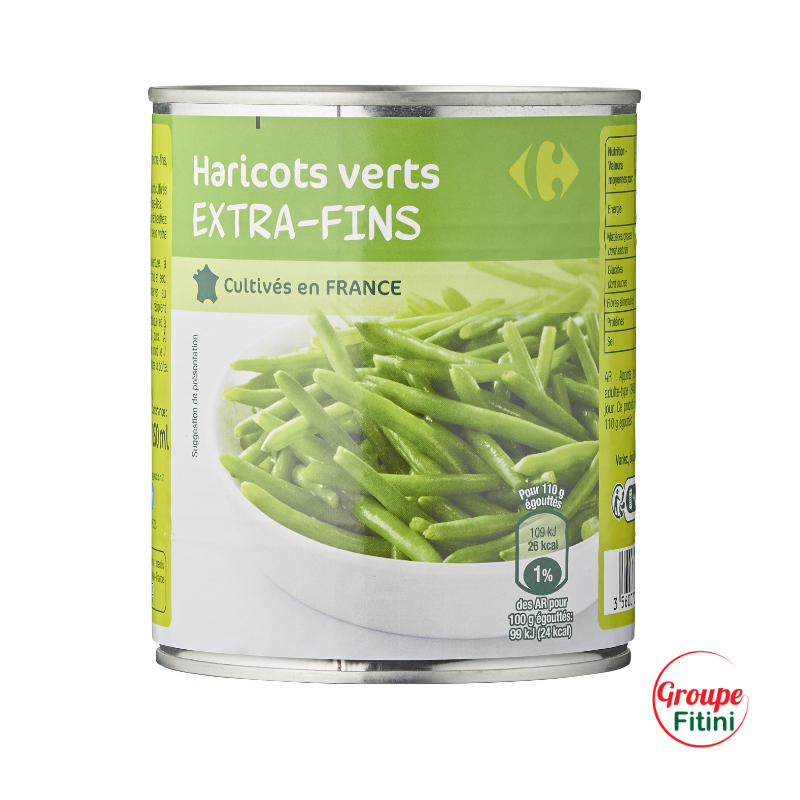 HARICOTS VERTS EXTRA FINS 800G CARREFOUR FTM00228