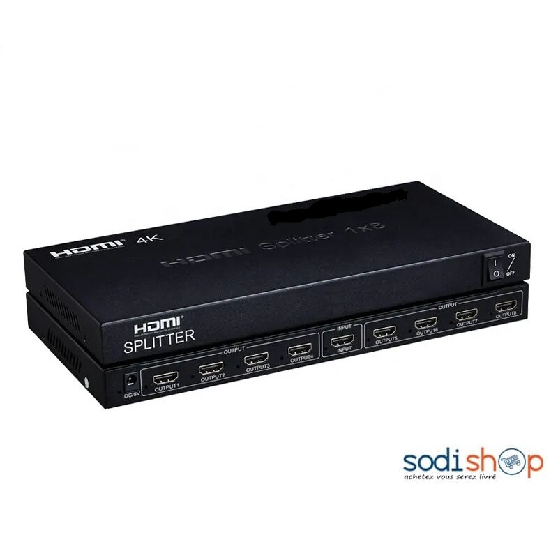 Répartiteur HDMI 4K 1x8 Splitter 1 Entrée 8 Sorties - Multiport