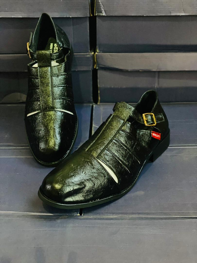 Sandales en Cuir Berluti Chaussures Pour Homme Vert Ultra Chic FOF00191