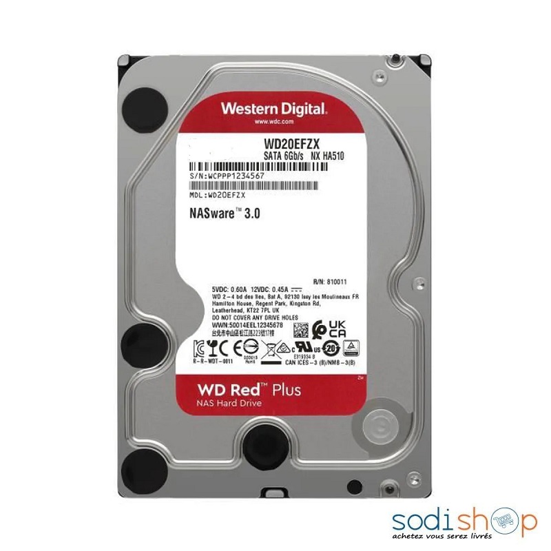 Disque Dur Interne Western Digital WD Red™ Plus Hard Drive 8TB HDD 3.5  Cache 256MB SODIEXP01D - Sodishop