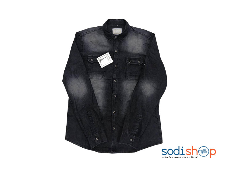 Chemise en Jean Design Chic - Couleur Noir Gris GB00104