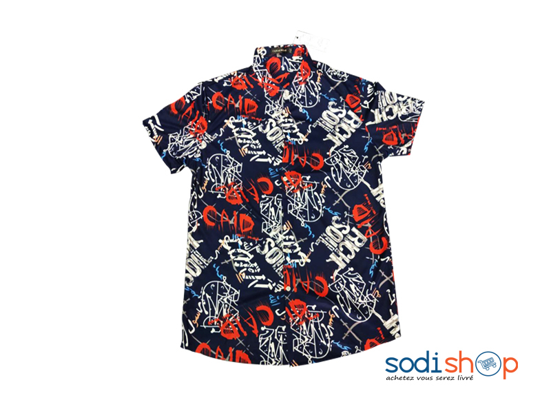 Chemise Manche Courte Homme Motif Imprim BJ0010 Sodishop